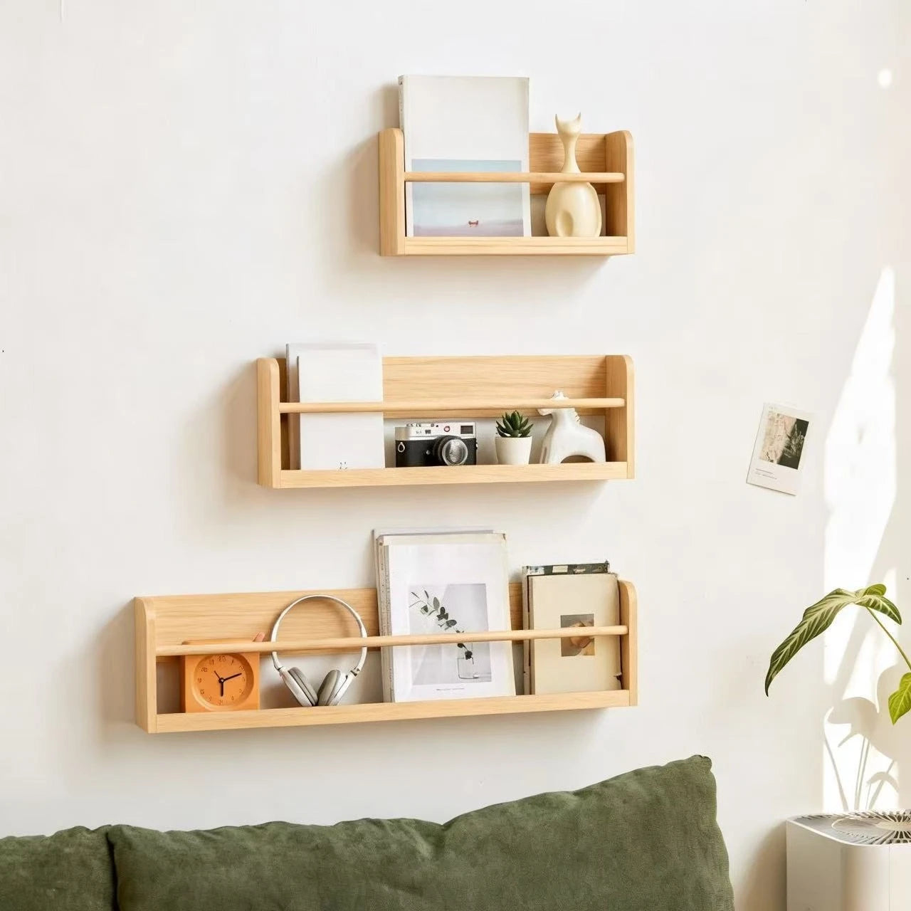 Wood Floating Shelves Wall Nursery Book Shelves Kids Bookshelf for Living Room Bedroom Decor Kitchen Spice Bathroom Storage Rack