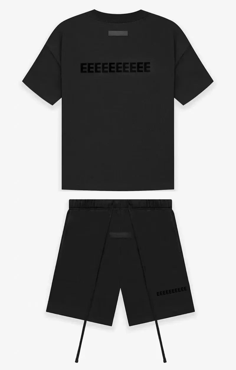 Fashion Double Line Matching Set Men's Drawstring Pants Luxury Design Plush Letter Pants High Street Couple Oversized Pants Set
