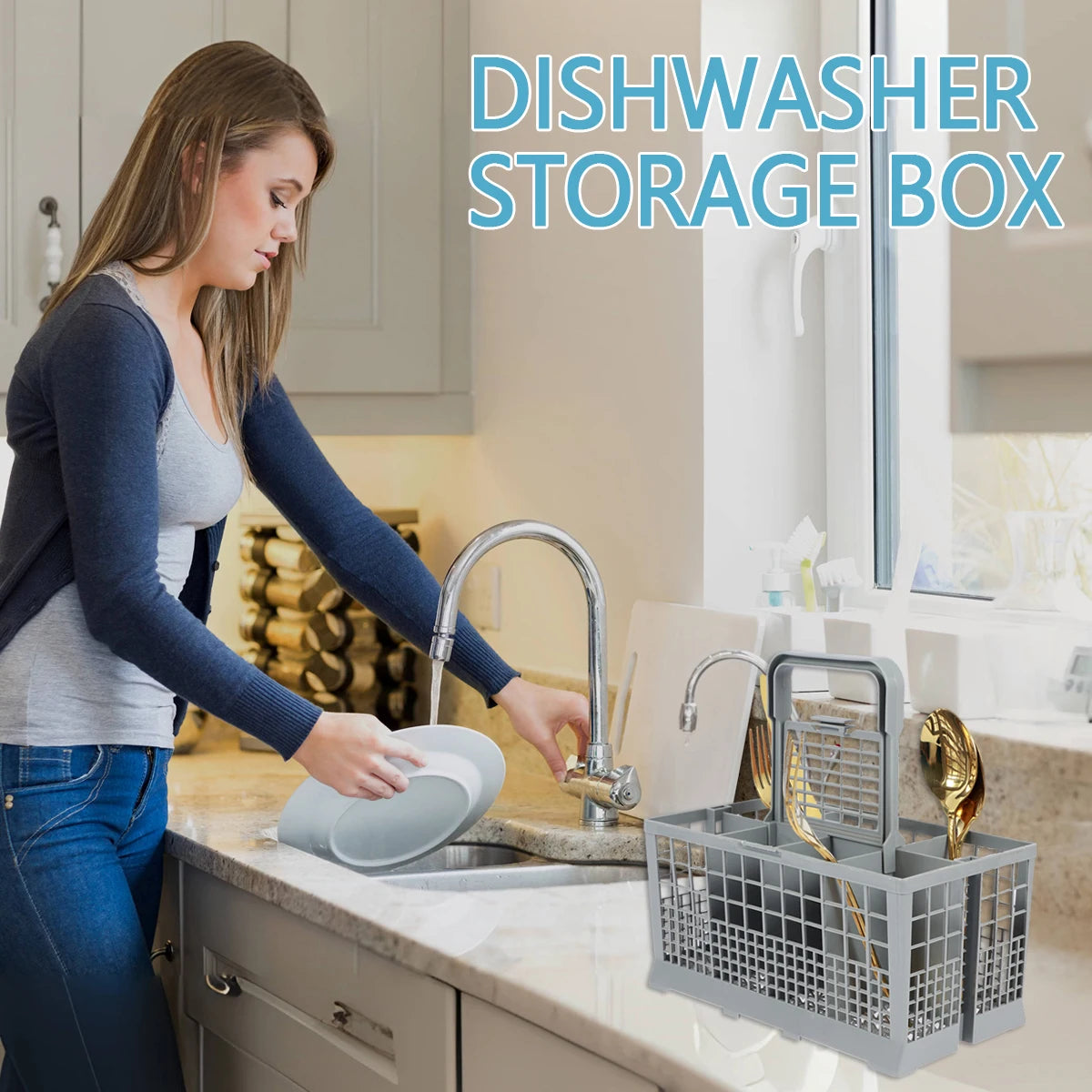 Multifunctional Dishwasher Basket Universal Foldable Cutlery Holder Dishwasher Basket Accessory Knife and Fork Storage Basket