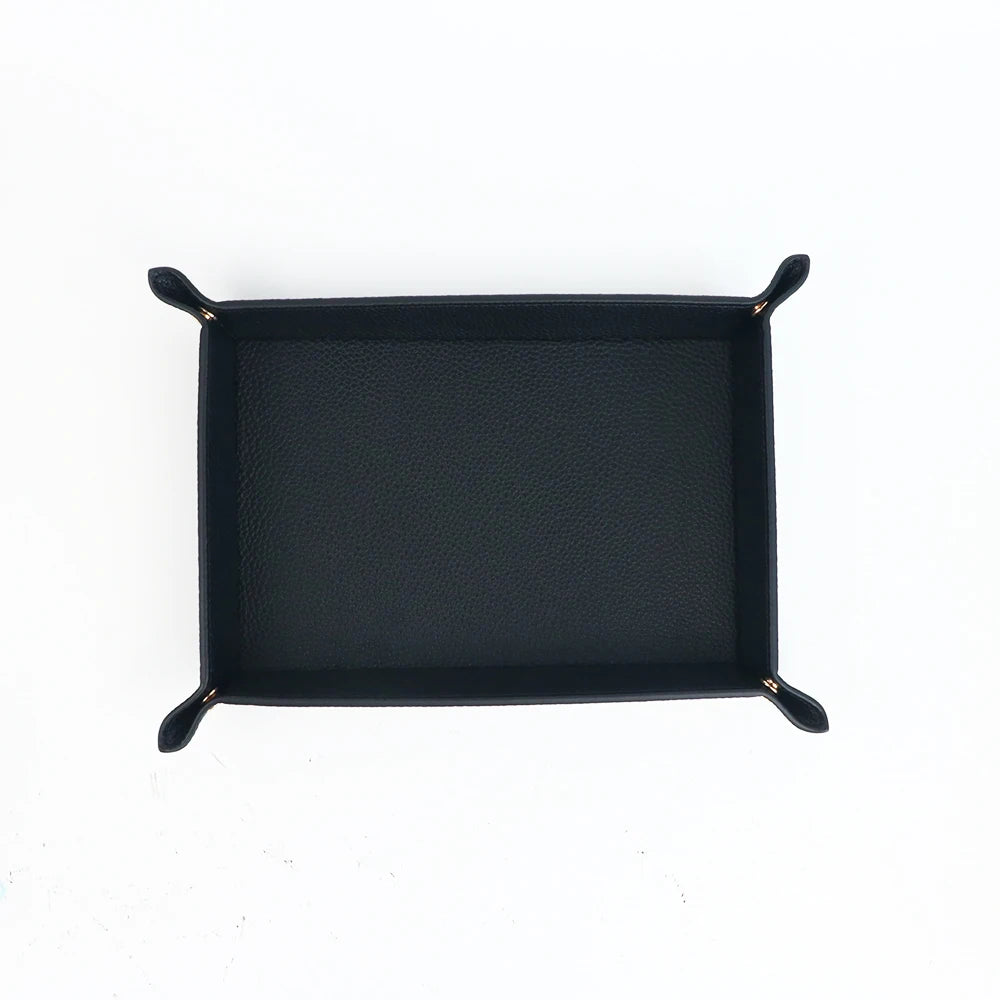Customized Name PU Leather Rectangular Storage Box for Home Clutter Organization - Entrance Key, Cosmetics, Jewelry Storage Tray