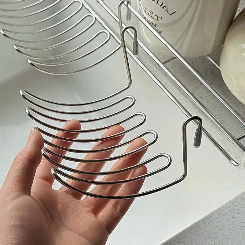 1/2pcs Stainless Steel Drain Basket Expansion Small Hanging Rack Storage Rack Storage Basket Stainless Steel Home Goodies