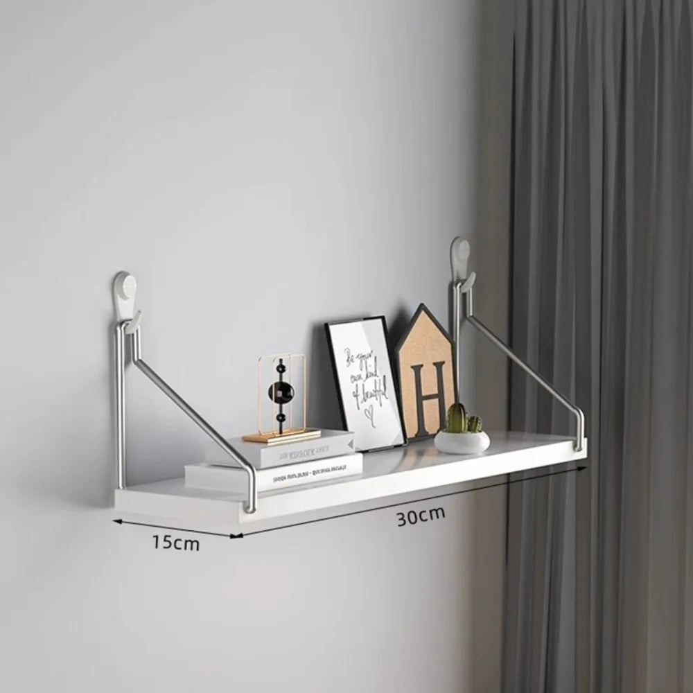 Aesthetic Decor Wooden Material Wall Shelf Wall Mounted No-Punch Design Wall Display Hanging Organizers Floating Shelves Bedroom